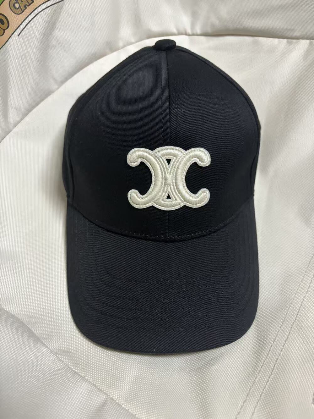 Celine Triomphe Logo Embroidered Black Baseball Cap